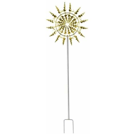 Einzigartige und magische Metallwindmühle, Windturbine mit Metallpfahl für den Garten, Skulpturen, die sich im Wind bewegen, kinetische Skulpturen, Dekoration für Terrasse, Rasen und Garten, goldene W