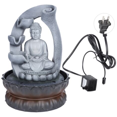 Einzigartiger Buddha-Tischbrunnen aus Kunstharz mit Beleuchtung, Tischdekoration für Zuhause und Büro, 110-V-US-Stecker