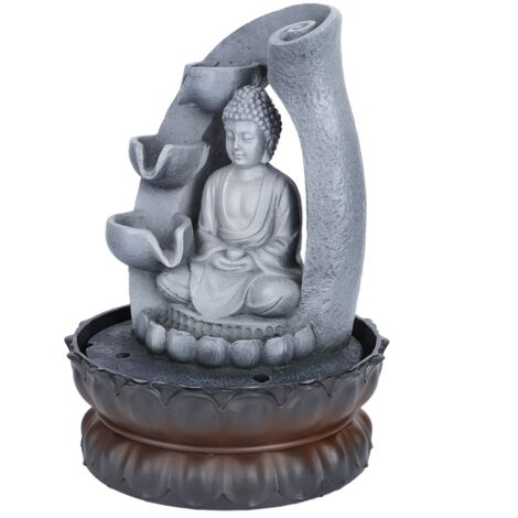 Einzigartiger Buddha-Tischbrunnen aus Kunstharz mit Beleuchtung, Tischdekoration für Zuhause und Büro, 220-V-EU-Stecker
