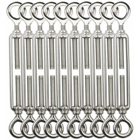 Eisendraht-Kabelspanner, M5-Drahtspanner, Haken- und Haken-Kabelspanner, 304-Edelstahl-Kabelspanner, verwendet für Wäscheleinen, zum Aufhängen, Leitplankenkabel – 10 Stück