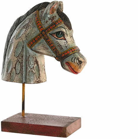 Eisengriff Figur 24x12x35 gealterte Pferdestärke Eisengriff mehrfarbige Farbfamilienfamilien -Figurine Dekoration Details