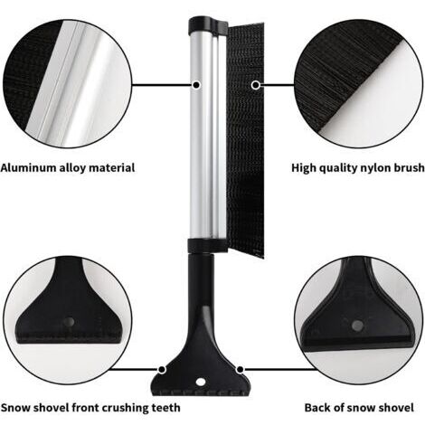 Eiskratzer, Schneekratzer für die Windschutzscheibe, 2-in-1-Schneebesen, 60 cm ausziehbarer Winterbesen mit ergonomischem Griff, Schneeschaufel, Eiskratzer für SUVs und Wohnmobile