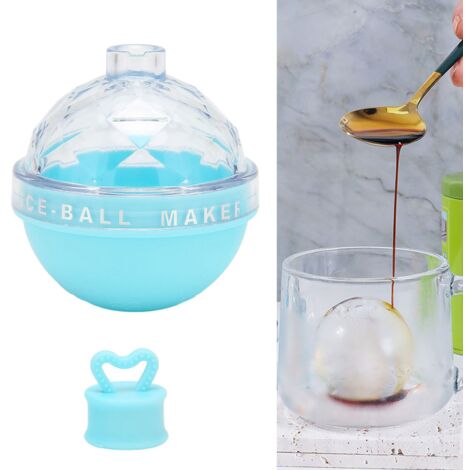 Eiskugelform mit weichem Boden – Lustige runde Form für Cocktails, Wein, Kaffee und Eistee – TPE & AS, blaues Design, einfache Konstruktion
