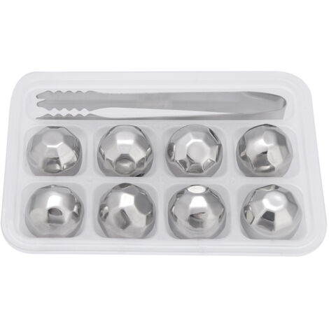 Eiskugeln aus Edelstahl zum Kühlen von Wein, Whisky und anderen Getränken - Kühlsteine mit Zange (Diamond)