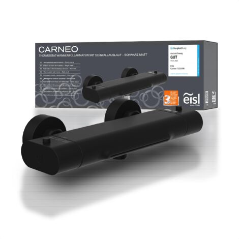 EISL 1330090B CARNEO, rubinetto vasca da bagno, miscelatore con controllo termostatico, bocca a cascata, blocco di sicurezza a 38°C, miscelatore vasca da bagno, nero