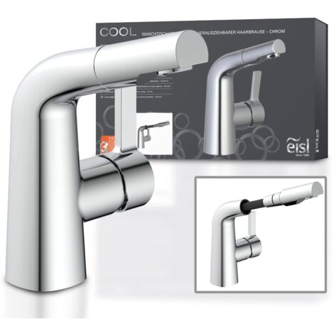 EISL COOL NI075COCR, rubinetto bagno lavabo, rubinetto da bagno con doccetta estraibile, miscelatore per lavabo con doccetta, miscelatore lavabo bagno, cromo