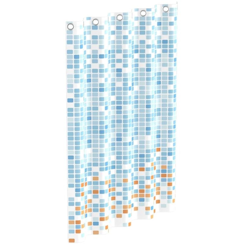 

Eisl - Cortina de ducha con mosaico azul-naranja 200x180x0,2 cm - Azul