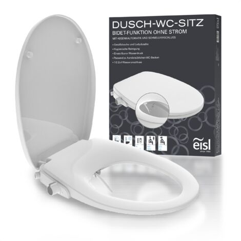 EISL Dusch WC-Sitz Aufsatz Toilettensitz mit Bidet Einsatz Po Dusche Absenkautomatik Kein Stromanschluss Anschlussset EDDW01