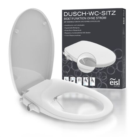 EISL Dusch WC-Sitz Aufsatz Toilettensitz mit Bidet Einsatz Po Dusche Absenkautomatik Kein Stromanschluss Anschlussset EDDW01