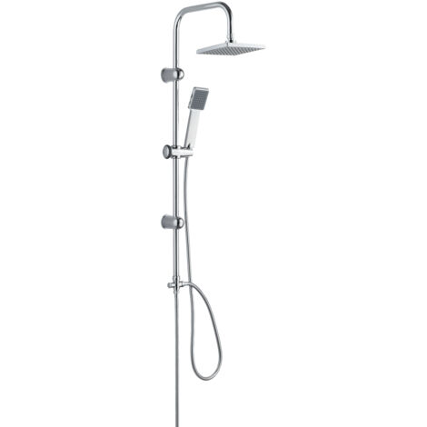 EISL Duschsystem ohne Thermostat Dusche Regendusche Edelstahl Brausestange Höhenverstellbar Kopfbrause eckig mit Handbrause Dichtung zum Wasser sparen DX12004