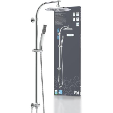 EISL Duschsystem ohne Thermostat Dusche Regendusche Edelstahl Brausestange Höhenverstellbar Kopfbrause rund mit Handbrause Dichtung zum Wasser sparen DXSTIOVCS-PR