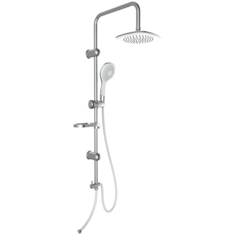 EISL DXLD60087CS colonna doccia senza miscelatore, doccia con ampio getto a pioggia (⌀200mm) e doccetta, colonna doccia, ideale per il retrofit, cromo/bianco