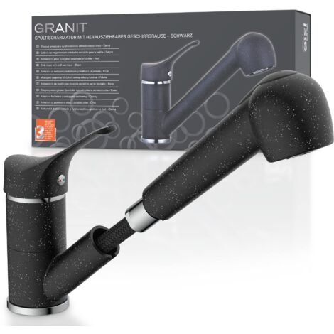 EISL GRANIT NI183SMCR Rubinetto lavello cucina, miscelatore cucina girevole a 360°, ideale per il doppio utilizzo con una sola mano, rubinetto cucina, granito