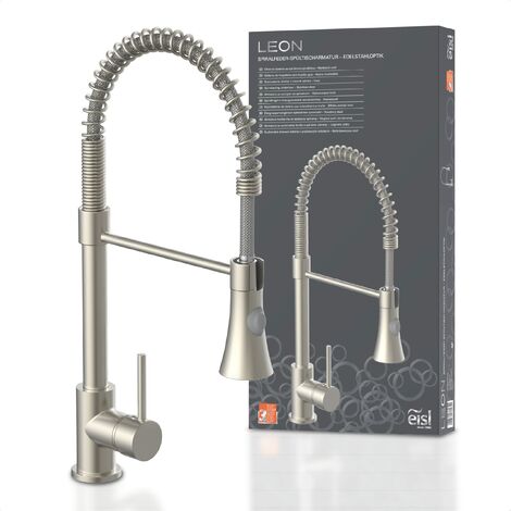 EISL NI183ESCRNI-LP-PR-A Bassa Pressione, Cucina con doccetta Estraibile, Rubinetto per lavello Girevole a 360, Acciaio Inox, Niederdruck