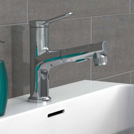 EISL VARIABILE NI075VARCR, rubinetto bagno lavabo, rubinetto da bagno con doccetta estraibile, miscelatore per lavabo con doccetta, miscelatore lavabo bagno, cromo