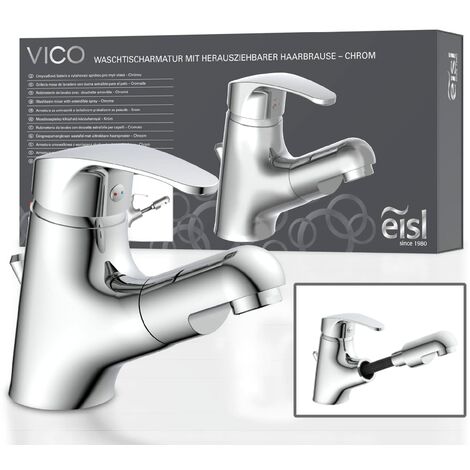 EISL VICO NI075TCO, rubinetto bagno lavabo, rubinetto da bagno con doccetta estraibile, miscelatore per lavabo con doccetta, miscelatore lavabo bagno, cromo