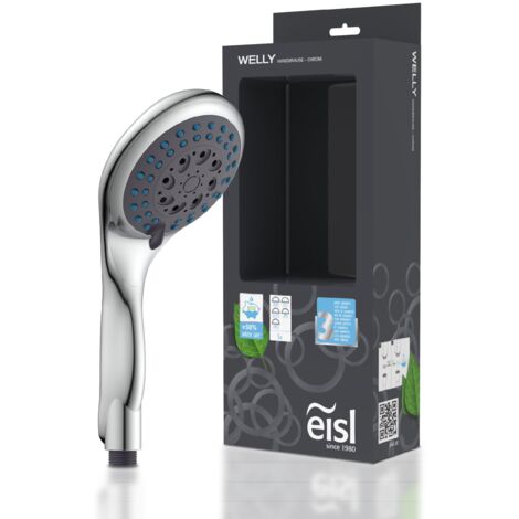 EISL Welly DX6051 - Doccetta doccia regolabile in 5 posizioni, con guarnizione a risparmio d'acqua, attacco universale per tubo doccia, doccetta doccia, cromato