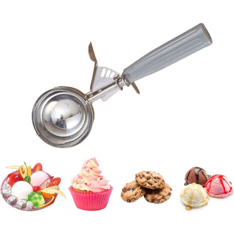 Eisportionierer mit Auslöser, 113 g, auch als Messlöffel für Kuchenteig geeignet. Ideal für Eiscreme, Kekse und Muffins. Praktisches Küchenaccessoire – Grau