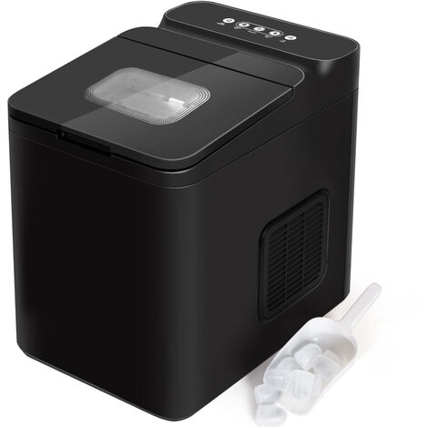 Eiswürfelmaschine, Eiswürfelbereiter 1,5 L Wassertank, 9 Eiswürfel in 6-10 Minuten, 12 kg Eiswürfel pro Tag, 2 Eiswürfelgrößen, Selbstreinigungsfunktion, für Küche, Büro, Bar und Party