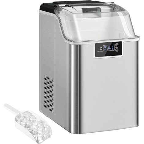 Eiswürfelmaschine, Eiswürfelspender, Ice-Maker, 20 kg/24h Eiswürfelbereiter mit 2,1 L Wassertank, Silber