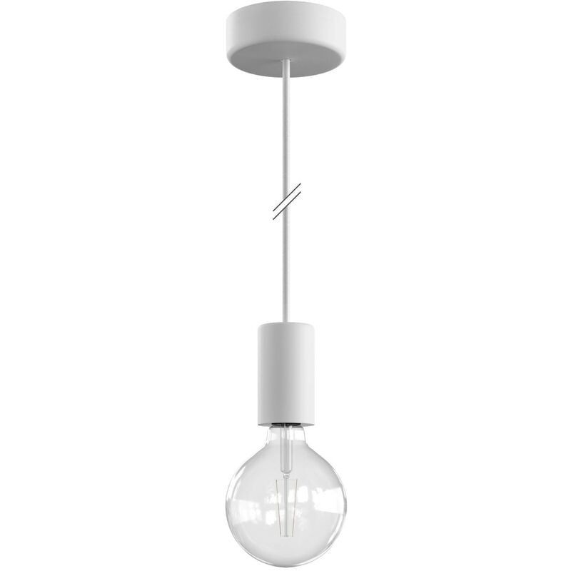 

EIVA ELEGANT Lámpara colgante de exterior con 1,5 m cable textil, rosetón y portalámparas de silicona IP65 resistente al agua | Con bombilla - Blanco