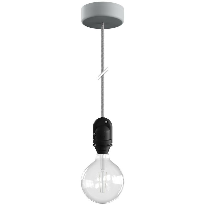 

Creative Cables - EIVA Lámpara colgante de exterior para pantalla con 1,5 m cable textil, rosetón y portalámparas de silicona IP65 | Gris hielo