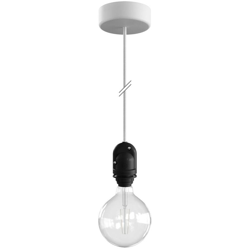 

Creative Cables - EIVA Lámpara colgante de exterior para pantalla con 1,5 m cable textil, rosetón y portalámparas de silicona IP65 | Blanco - Blanco