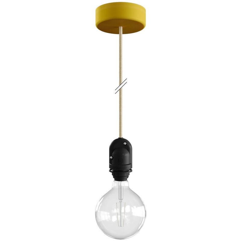 

Creative Cables - EIVA Lámpara colgante de exterior para pantalla con 1,5 m cable textil, rosetón y portalámparas de silicona IP65 | Mostaza - Mostaza