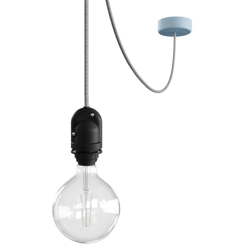 

Creative Cables - EIVA Lámpara de exterior para pantalla con 5 m cable textil, descentralizador, rosetón y portalámparas silicona IP65 | Azul claro