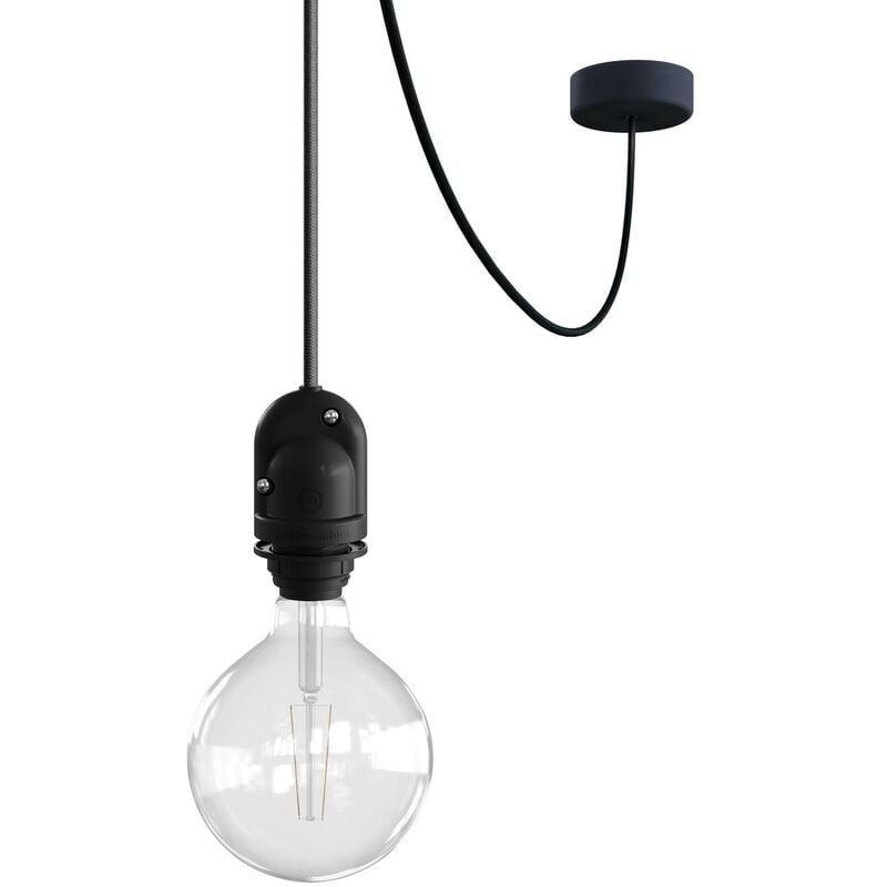 

Creative Cables - EIVA Lámpara de exterior para pantalla con 5 m cable textil, descentralizador, rosetón y portalámparas silicona IP65 | Grafito