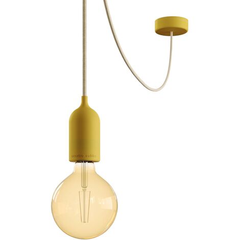 EIVA PASTEL Lampada a sospensione da esterno con 5 m cavo tessile, decentatore, rosone e portalampada IP65 waterproof