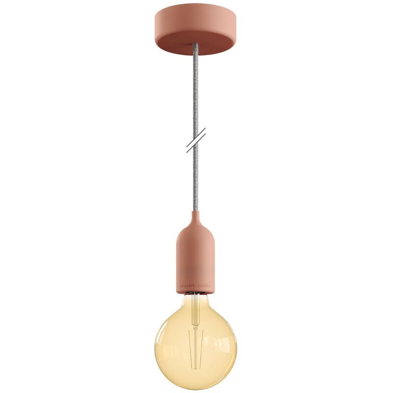 

Creative Cables - EIVA PASTEL Lámpara colgante de exterior con 1,5 m cable textil, rosetón y portalámparas de silicona IP65 resistente al agua | Con