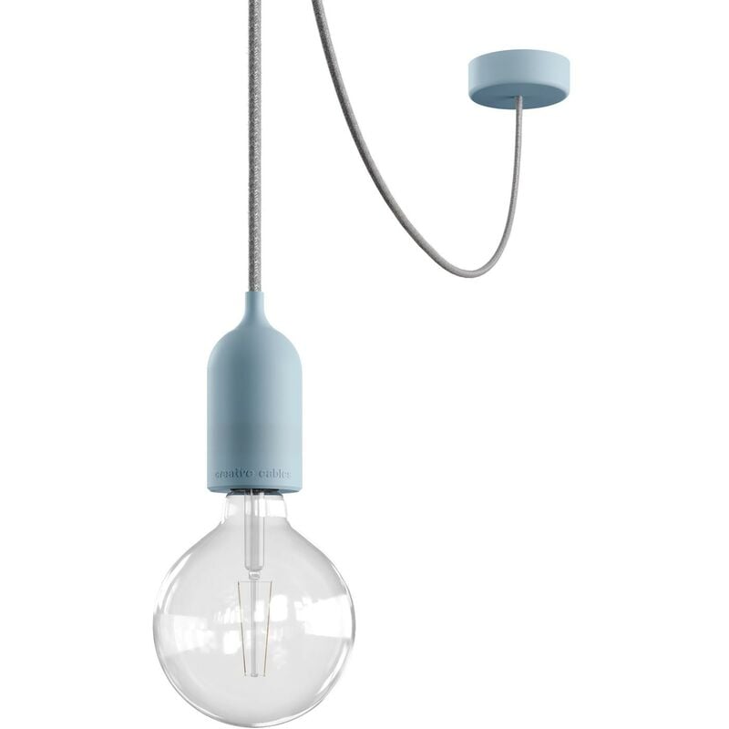 

EIVA PASTEL Lámpara de exterior con 5 m cable textil, descentralizador, rosetón y portalámparas IP65 resistente al agua | Con bombilla - Azul claro
