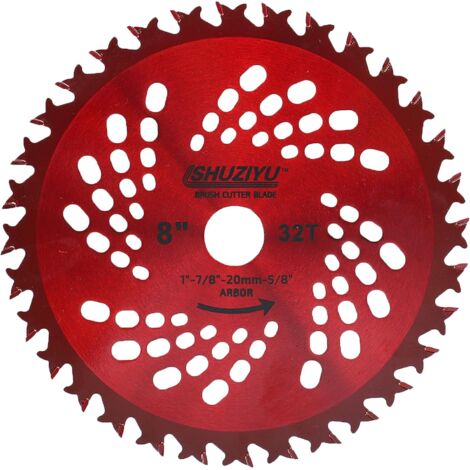 Eje de 205 mm, 32 dientes, 25,4 mm, con adaptador de arandela de 22,23-20-15,88 mm, cuchilla para desbrozadora