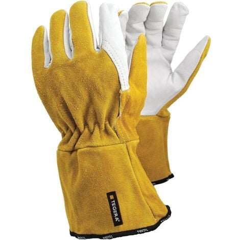 Ejendals Tegera S/G Goatskin Ch/B Gloves Yellow White Size 9