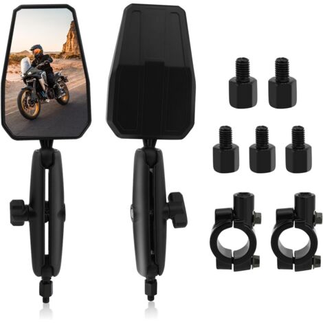 Ej.Life 1 Paar Motorrad-Lenkerendspiegel, Universal Verstellbare 360° Motorrad-Seitenspiegel, Motorradspiegel Kompatibel mit Roller, Moped, ATV, Fahrrad