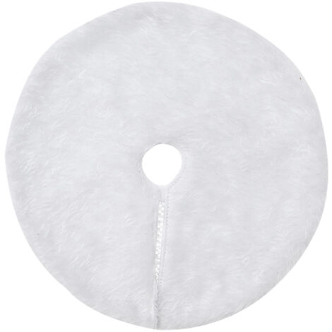 Ej.Life (1 Packung) flauschiger Mini-Baumrock in Weiß, rot-weiß umrandeter Baumrock, Weihnachts- und Feiertagsatmosphäre, Dekoration, 38 x 38 cm, Stoff