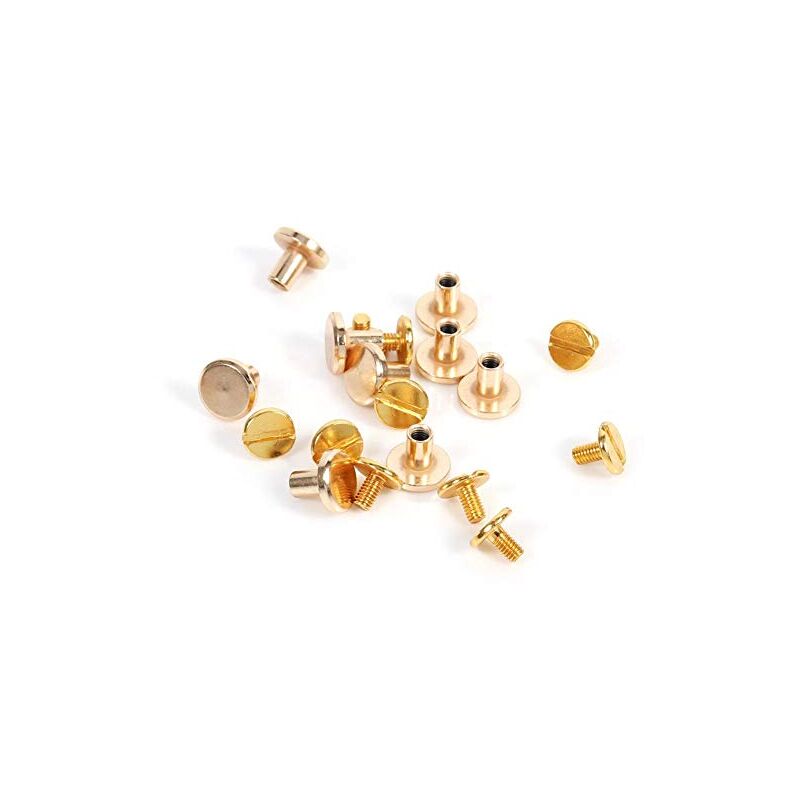 Ej.life - 10 Ensembles 5/6.5 / 8mm en Laiton Massif Rivets à les en Cuir Artisanat Ceinture Plate vis en Laiton Solide Rivets tête de Goujon pour