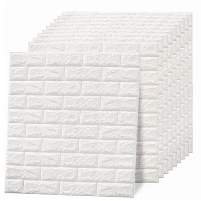 Ej.life - 10 Pcs 3D Papier Peint Auto-Adhésif Imperméable Faux Brique Mur Panneau pour Salon Chambre
