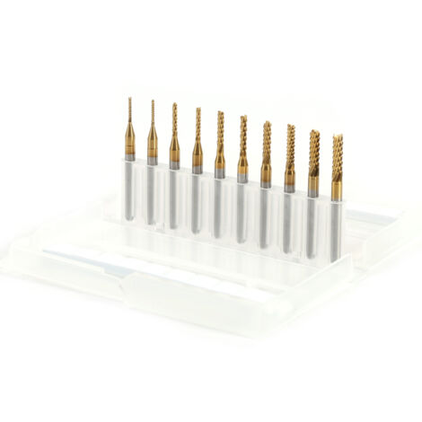 Ej.Life 10 pcs Schaftfräser Titan Beschichtete Fräserset Hartmetall CNC Fräser Gravur Bits Carving Drill Werkzeuge 1,0-3,0mm