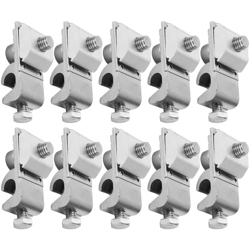 Ej.life - 10 Pièces Cosses de Sol Panneau Solaire Attaches Pinces en Alliage D'aluminium M6 Cosse pv Câble Accessoire de Couplage pour Fil