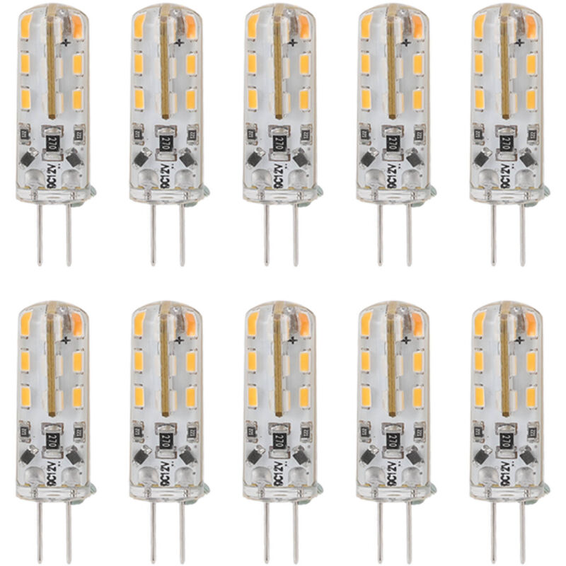 10 pièces G4 led ampoule 1.5W DC12V blanc chaud 3000K 110LM Bi broches ampoules led pour armoire éclairage cour - Ej.life