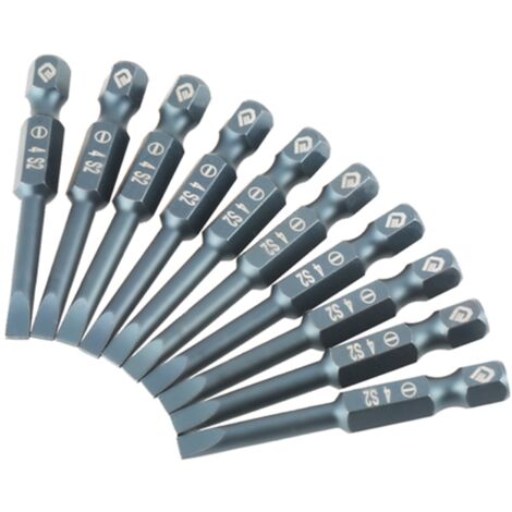 Ej.Life 10-teiliges Schraubendreher-Bit-Set, 1/4-Zoll-Sechskantschaft S2-Schlitzschraubendreher-Bitset aus legiertem Stahl SL4mm, 50mm Länge