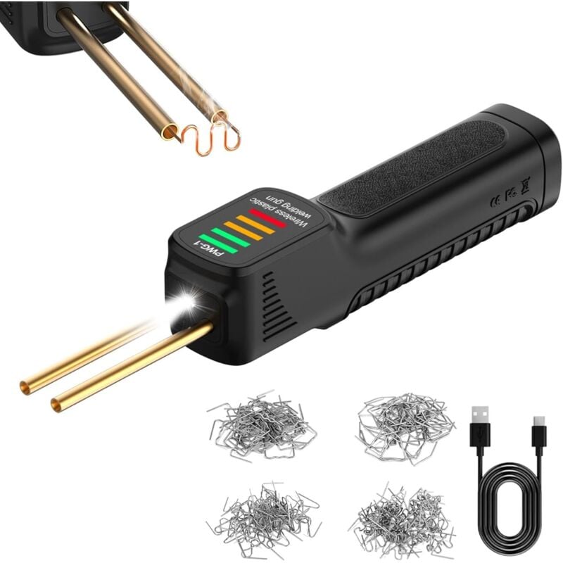 Ej.Life 100W Soudage plastique Machine, Réparation de Pistolet de Soudeur avec 200PCS agrafeuse Chaud,Kit de Réparation Pare-chocs de Voiture,Soudure