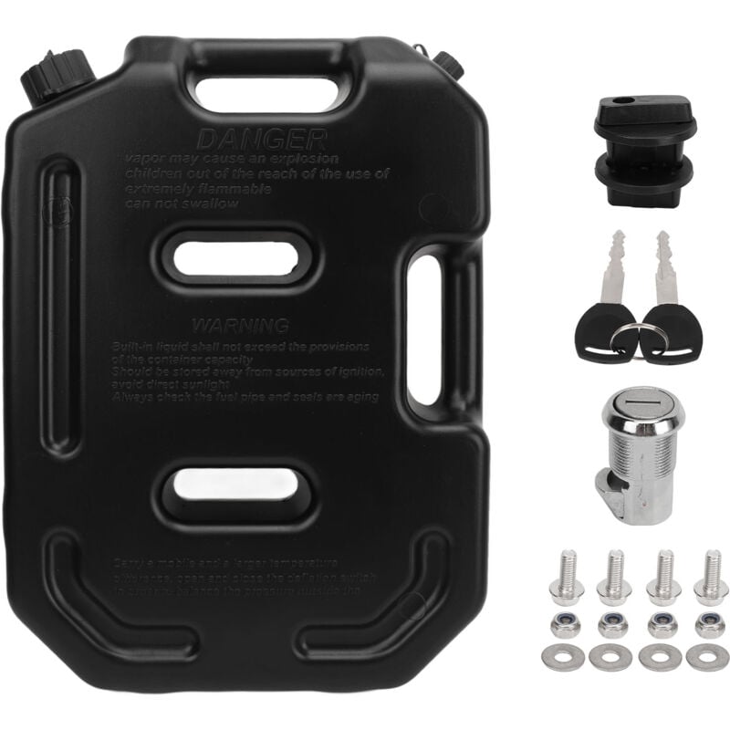 Ej.life - Jerrican Essence 10L Noir - Bidon Carburant Résistant pour Moto/ATV/UTV - Anti-Fuite & Léger