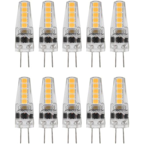 Ej.Life 10pcs Ampoules LED G4, 2W 3000K AC 12-24V Ampoules à Intensité Variable pour Lustre Plafonnier Lampe de Table Blanc Chaud