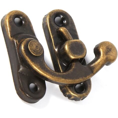 Verrous Vintage Antique Gaufrage Moraillon Loquet Serrure Fermoir Avec Vis Pour Décoratifs Armoire Armoire Boîte à Bijoux Boîte Cadeau Valise Ou Meuble Couleur Bronze (4 Pcs,L