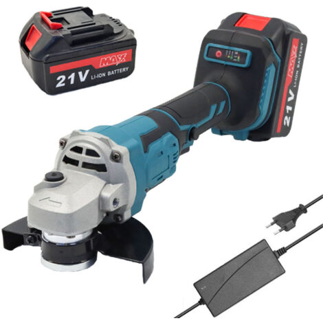 Ej.Life 125 mm Akku-Winkelschleifer, 21 V Winkelschleifer, bürstenloser Motor mit 2 x 1500 mAh Akkus zum Schneiden und Polieren von Keramikfliesen, Holz, Stein und Stahl, Blau