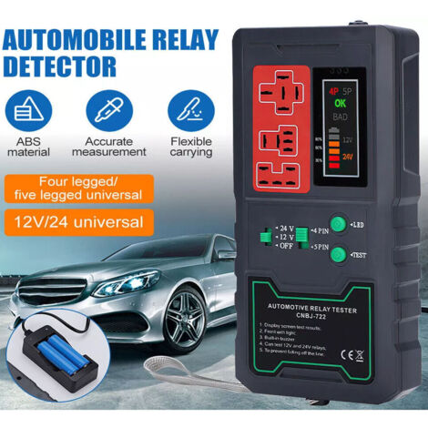 Ej.Life 12V 24V Tester relè per auto con display a LED Tester relè elettronico per auto Strumento di controllo della batteria per auto diagnostica