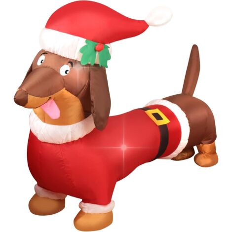Ej.Life 1,5 Meter aufblasbarer Weiner-Hund, beleuchteter aufblasbarer Dackel aus Polyesterfaser für Weihnachtsdekoration, EU-Stecker, 220 V